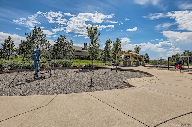 view of play area featuring a gazebo