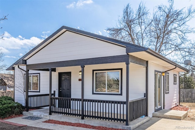 view of front of home featuring covered porch