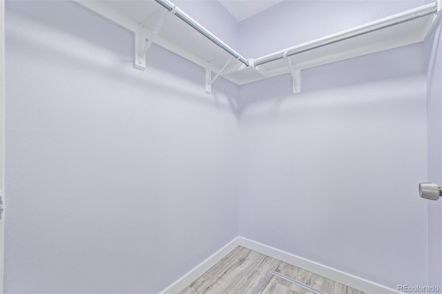 walk in closet featuring light hardwood / wood-style floors