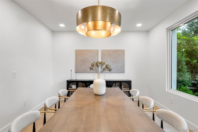 1518 S Columbine St, Denver, CO 80210 - dining room featuring baseboards, recessed lighting, an office area, and wood finished floors