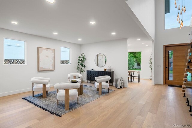 1518 S Columbine St, Denver, CO 80210 - sitting room with light wood-type flooring, baseboards, and recessed lighting