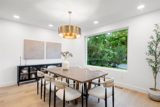 1518 S Columbine St, Denver, CO 80210 - dining space with baseboards, light wood finished floors, and recessed lighting