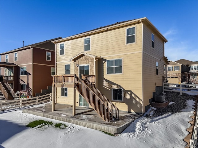 view of snow covered property