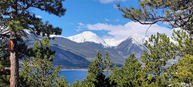 view of mountain feature featuring a water view