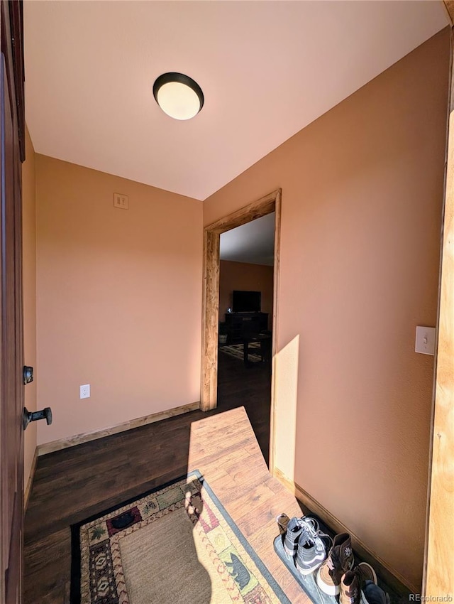 hall featuring dark hardwood / wood-style floors