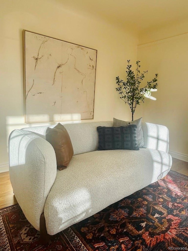 living area featuring hardwood / wood-style flooring