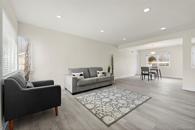 living room featuring light hardwood / wood-style flooring