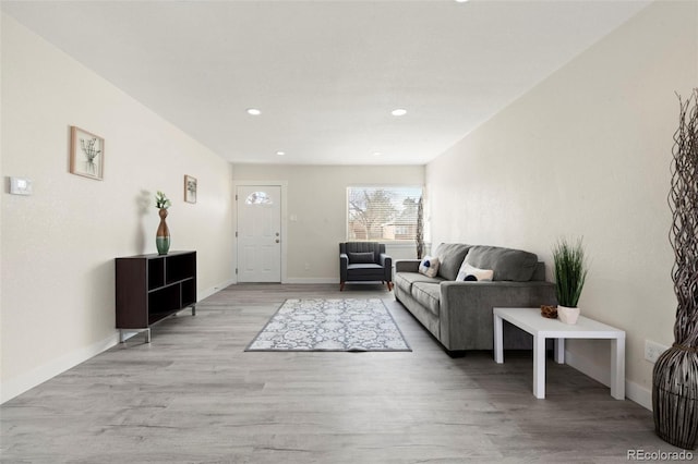 living room with light wood-type flooring