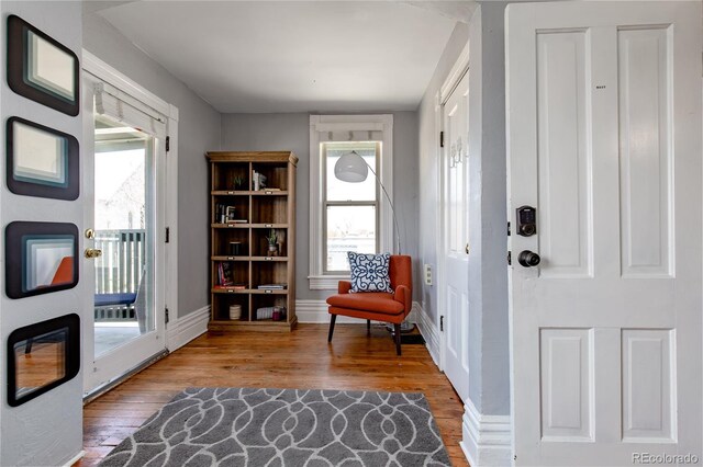 foyer with hardwood / wood-style flooring and a wealth of natural light