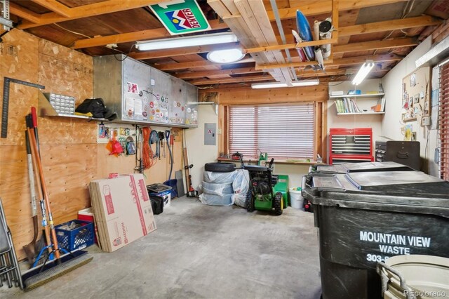 garage with electric panel