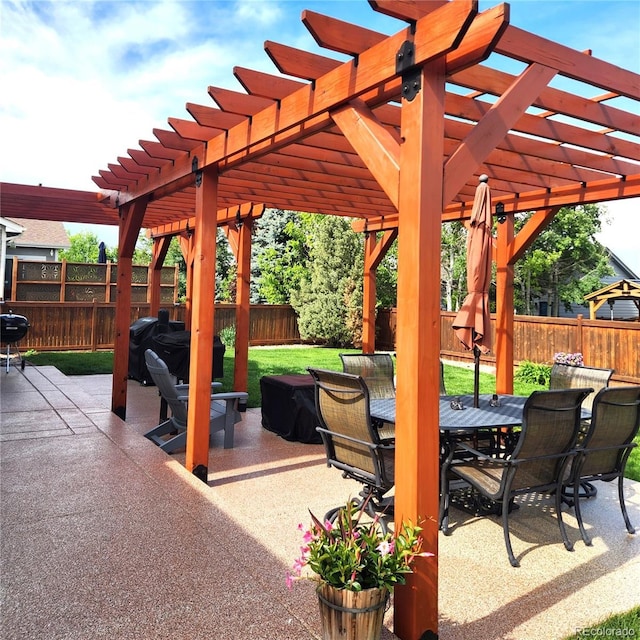 view of patio with a pergola