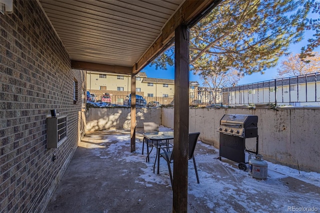 view of patio / terrace featuring a grill