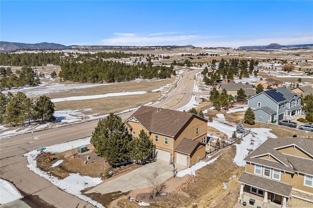 aerial view with a residential view and a mountain view