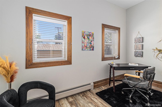 813 E 14th Ave Unit 4, Denver, CO 80218 - office space with wood finished floors and a baseboard heating unit