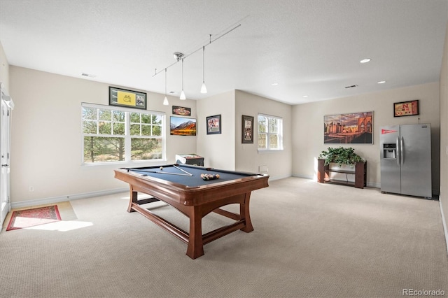 7003 S Irvington Ct, Aurora, CO 80016 - rec room with billiards table, light colored carpet, plenty of natural light, and recessed lighting