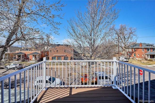 deck with a residential view