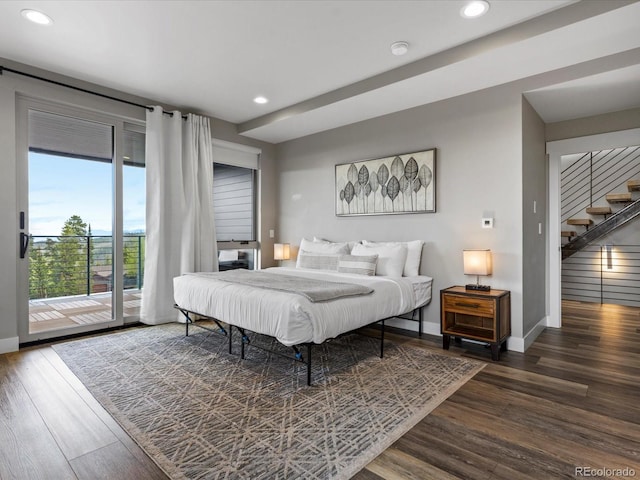 436 N Fuller Placer Rd, Breckenridge, CO 80424 - bedroom with access to outside, wood finished floors, baseboards, and recessed lighting