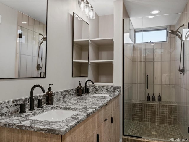 436 N Fuller Placer Rd, Breckenridge, CO 80424 - bathroom with a stall shower and double vanity