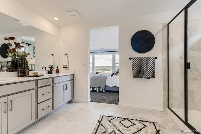16488 W 92nd Pl, Arvada, CO 80007 - bathroom featuring ensuite bath, double vanity, and a shower stall