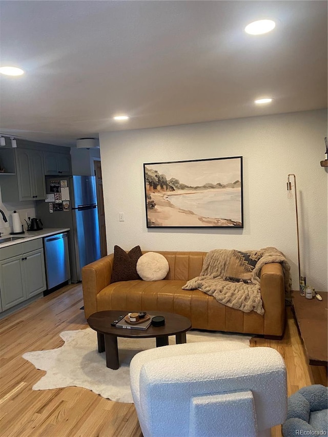 155 S Pennsylvania St Unit 209, Denver, CO 80209 - living area with light wood finished floors and recessed lighting