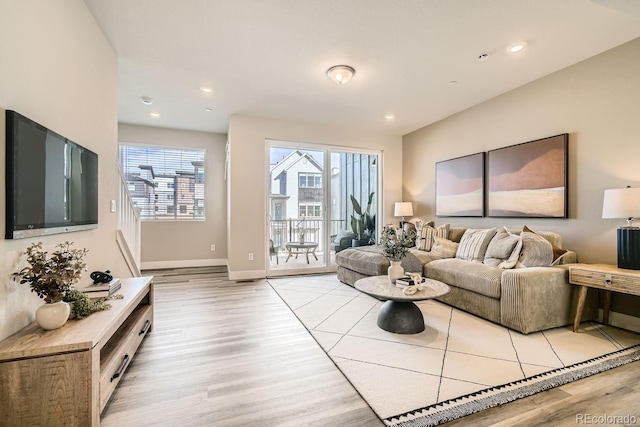 living room featuring light hardwood / wood-style flooring