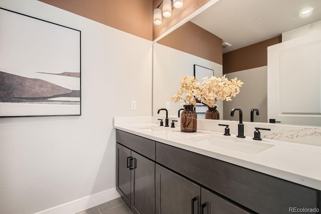 bathroom featuring vanity and tile patterned flooring