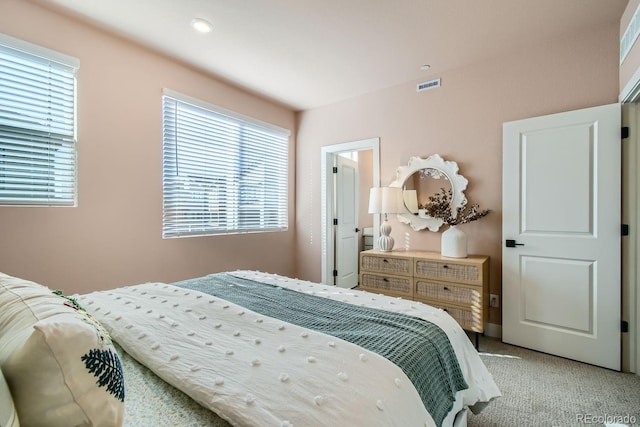 bedroom featuring multiple windows and carpet floors