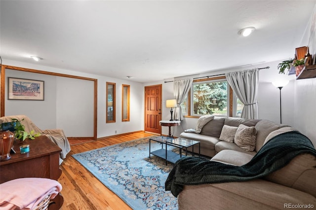 living area featuring light wood-type flooring