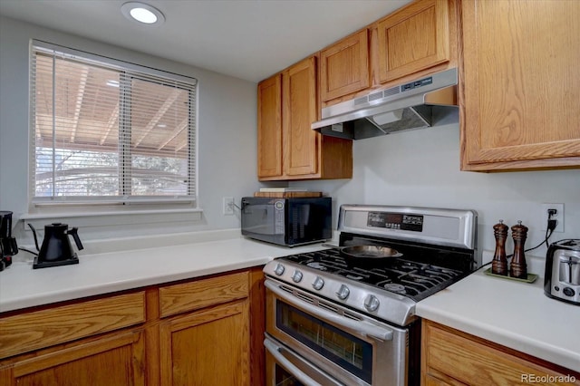 kitchen with double oven range