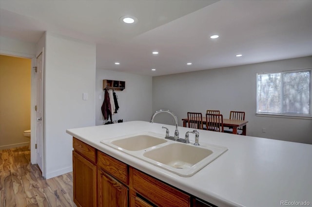 kitchen featuring light hardwood / wood-style floors and sink