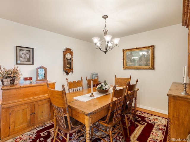 5006 S Nelson St Unit B, Littleton, CO 80127 - dining room with a chandelier, baseboards, and wood finished floors