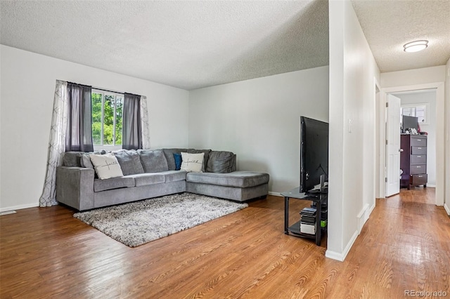 1733 S Nucla St, Aurora, CO 80017 - living room with a textured ceiling and wood finished floors