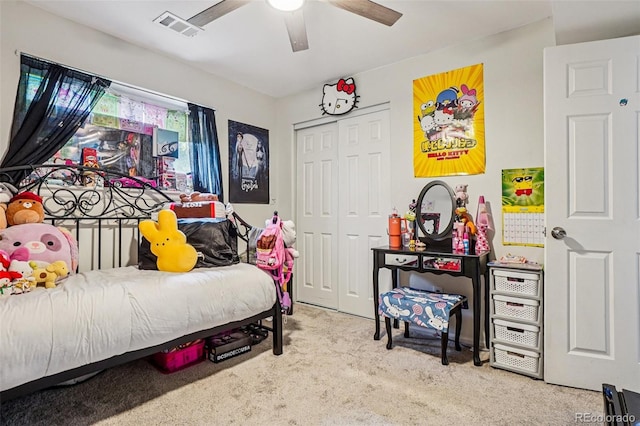 1733 S Nucla St, Aurora, CO 80017 - carpeted bedroom featuring a closet and a ceiling fan