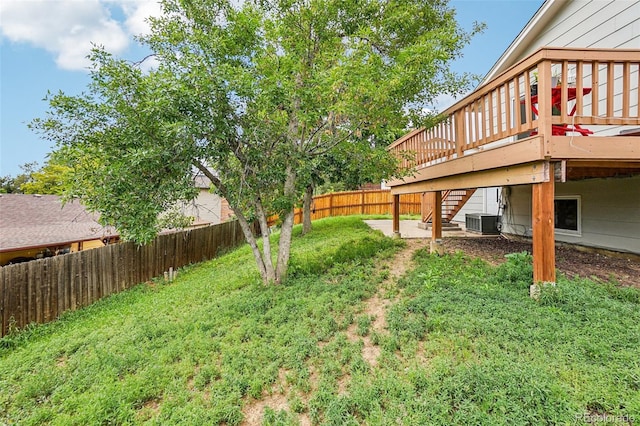 1733 S Nucla St, Aurora, CO 80017 - fenced backyard featuring stairs and a wooden deck