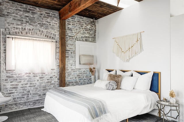 bedroom featuring wood ceiling