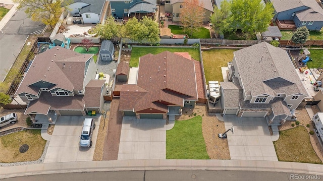 bird's eye view with a residential view
