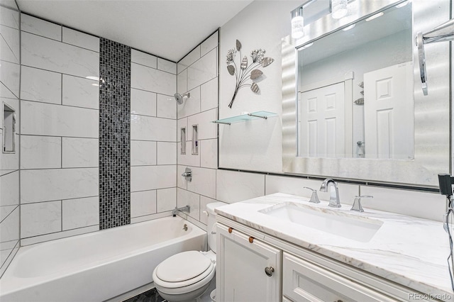 19523 E Buchanan Pl, Aurora, CO 80011 - bathroom featuring vanity, toilet, and shower / washtub combination