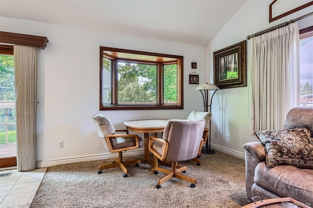 8644 S Brentwood St, Littleton, CO 80128 - dining area with baseboards and vaulted ceiling