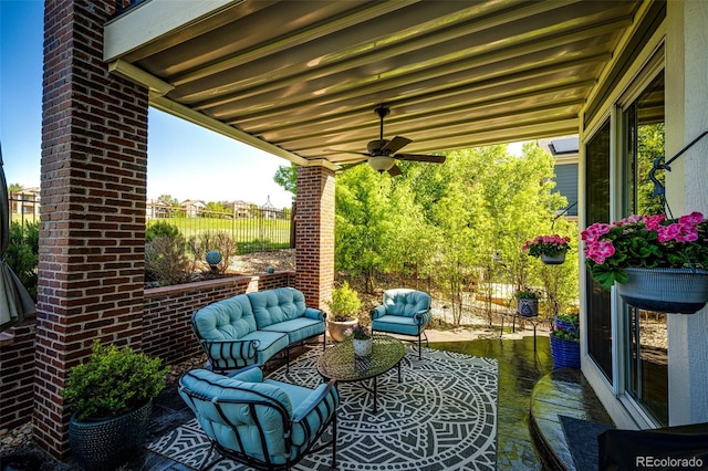 22685 E Calhoun Pl, Aurora, CO 80016 - view of patio featuring outdoor lounge area and a ceiling fan