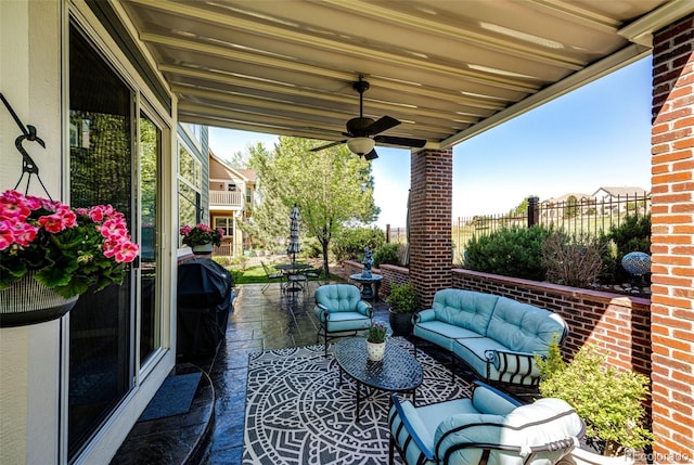 22685 E Calhoun Pl, Aurora, CO 80016 - view of patio featuring an outdoor living space and a ceiling fan