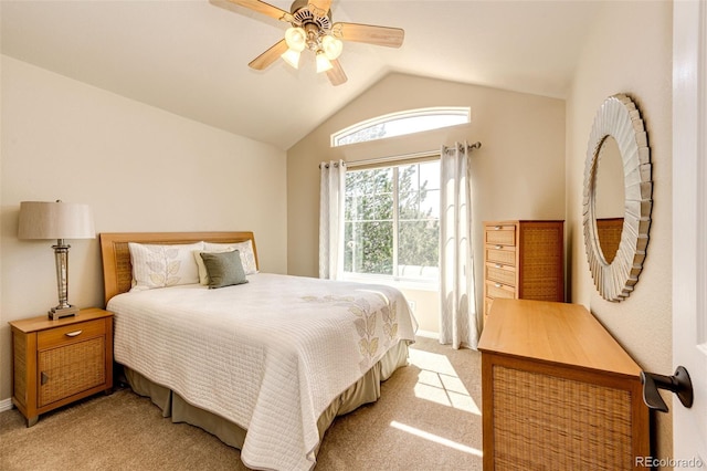 22685 E Calhoun Pl, Aurora, CO 80016 - bedroom with lofted ceiling, light carpet, ceiling fan, and baseboards