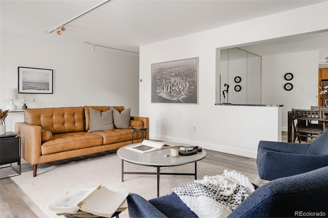 420 S Marion Pkwy Unit 203, Denver, CO 80209 - living room featuring wood finished floors and rail lighting