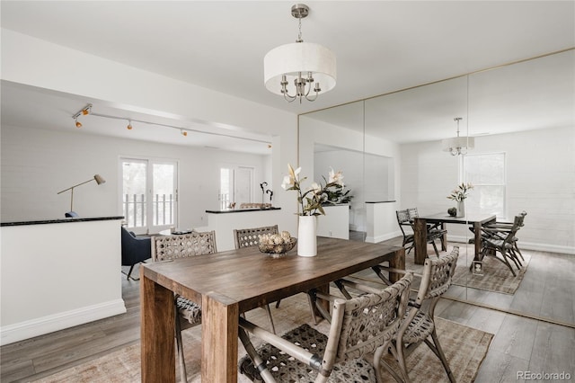 420 S Marion Pkwy Unit 203, Denver, CO 80209 - dining area with a chandelier and light wood-style floors