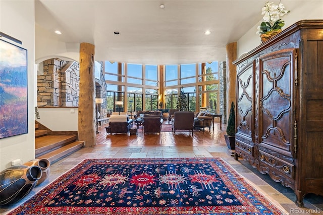 entrance foyer with floor to ceiling windows