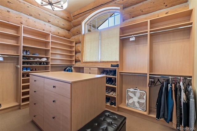 spacious closet with light carpet