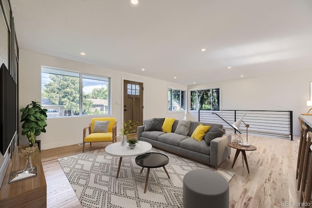 living room featuring light hardwood / wood-style floors