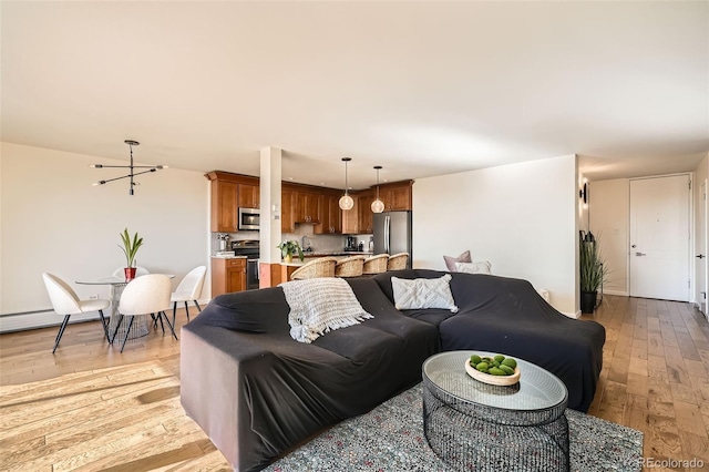 living room with light wood-type flooring