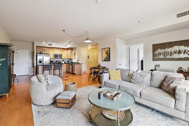 620 11th St Unit 206, Golden, CO 80401 - living area with light wood-style flooring and track lighting