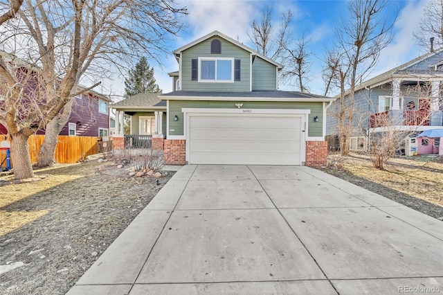 view of front of property with a garage