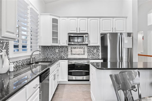 kitchen with white cabinets and stainless steel appliances